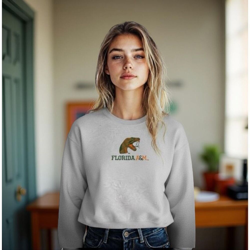 NWT Womens Zoozatz Gray Florida A&M Rattlers SPORT CROP CREW Sweatshirt Size M